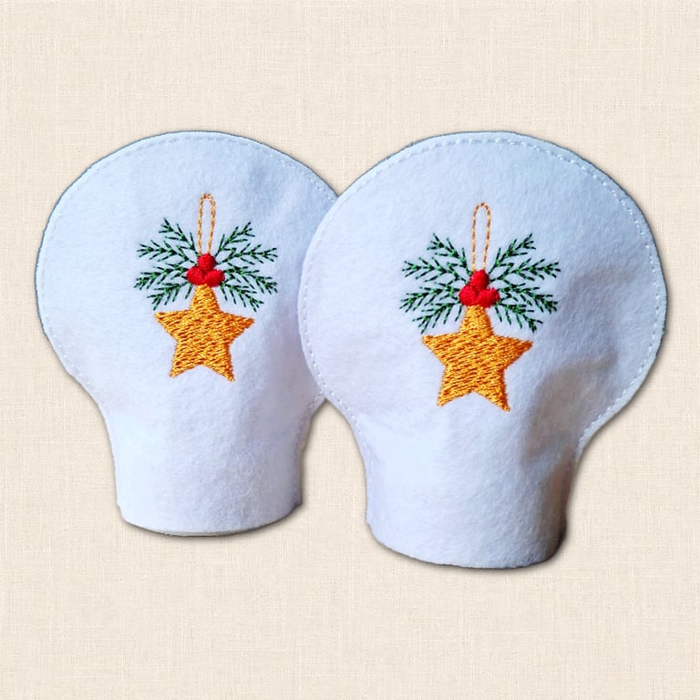 Christmas Star Tealight Covers - Embroidered Festive Decor