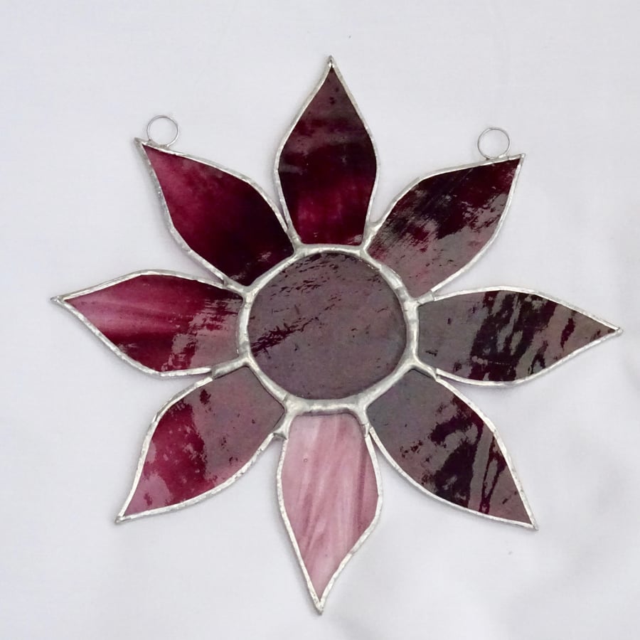 SALE - Stained Glass Flower Suncatcher - Pink
