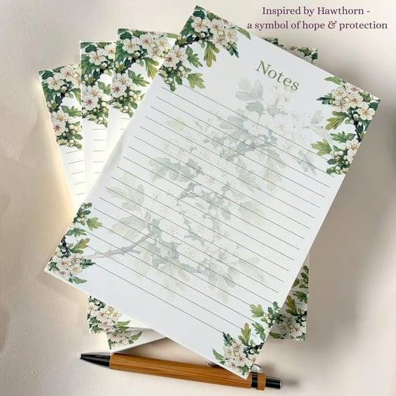 Hawthorn A5 Notepad - Botanical Hedgerow Writing Pad - Nature Gift
