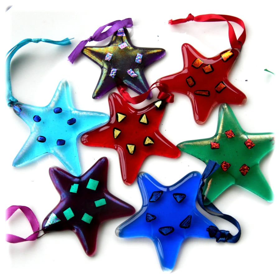 Star Fused Glass Hanging Decoration 8cm Dichroic decoration