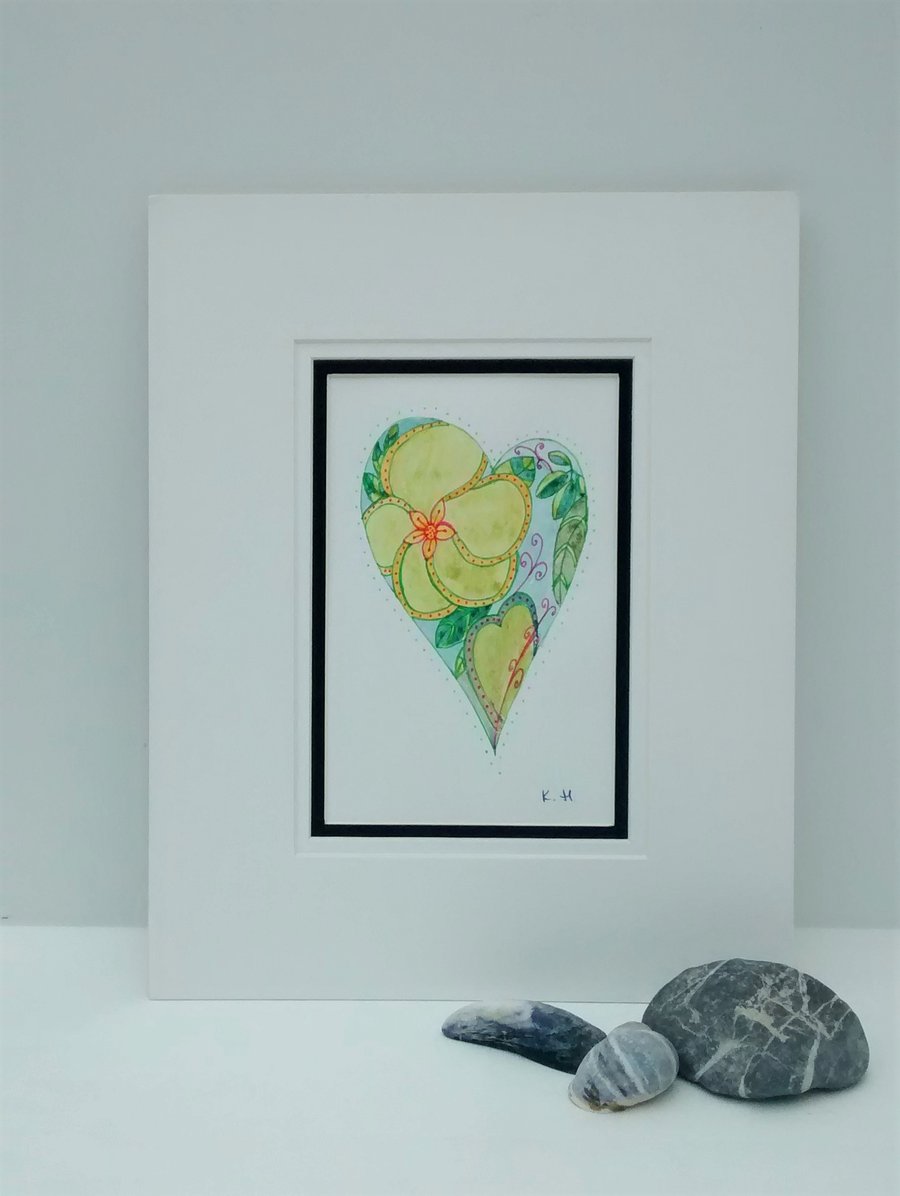 Watercolour Painting, Floral Heart