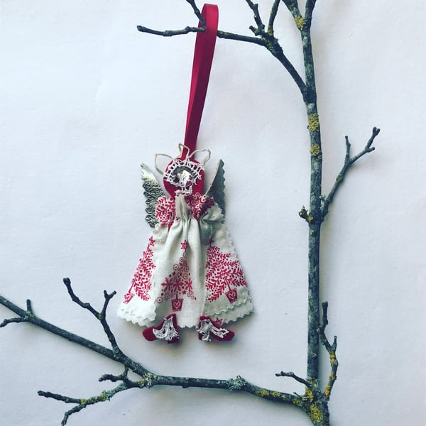 “Vintage Christmas Fairy” hand stitched with love.