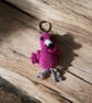 Handmade Crochet Flamingo Keychain Amigurumi Bag Charm, Soft Plush Accessory