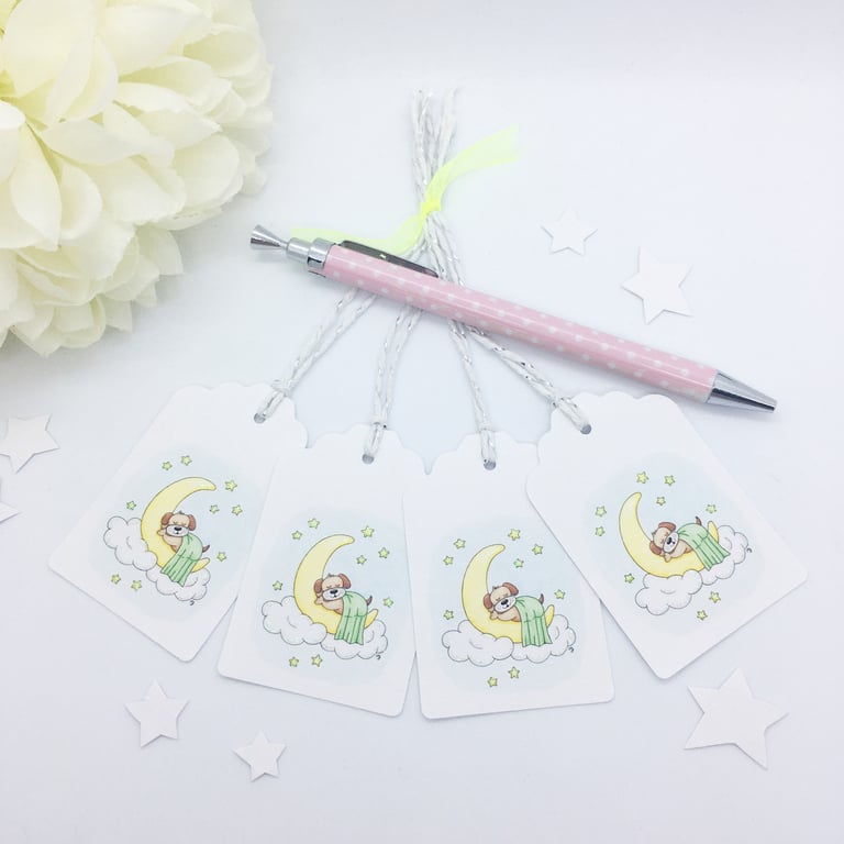 Sleeping Pup Gift Tags - set of 4 tags