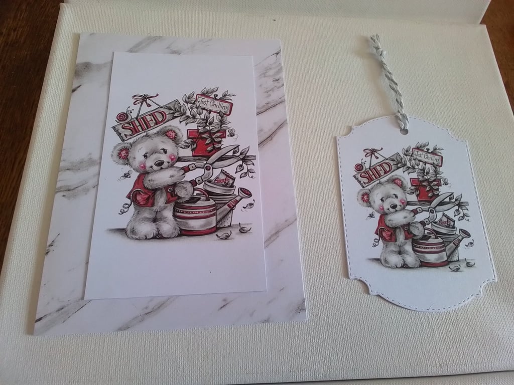 Handmade cardand gift tag. Birthday card. Father's day card. Ref 457