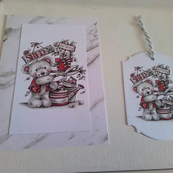 Handmade cardand gift tag. Birthday card. Father's day card. Ref 457
