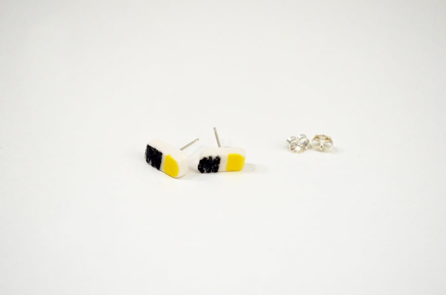 Petite Ceramic Earrings with Sterling Silver Studs