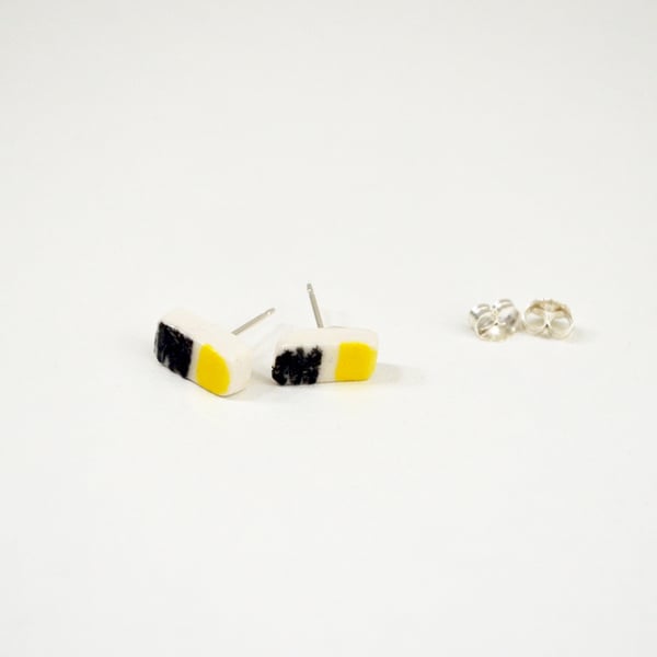 Petite Ceramic Earrings with Sterling Silver Studs