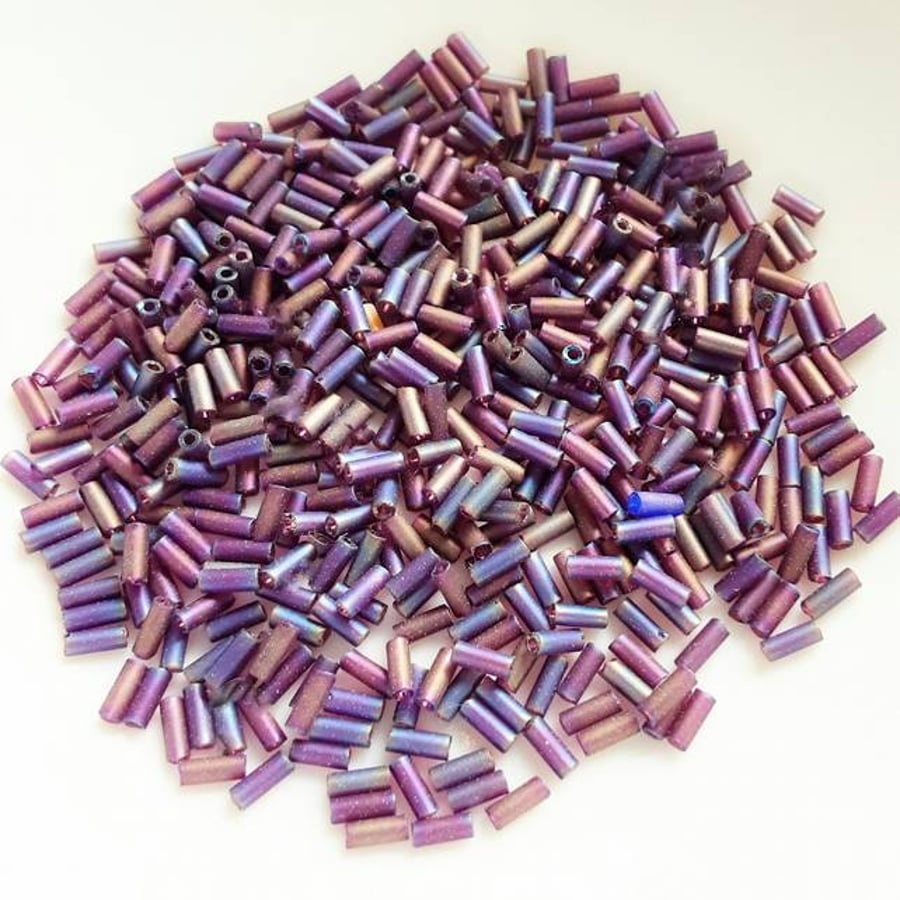 Petrol Purple Glass Bugle Beads