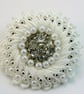 Ribbon flower brooch with beads - Image 1