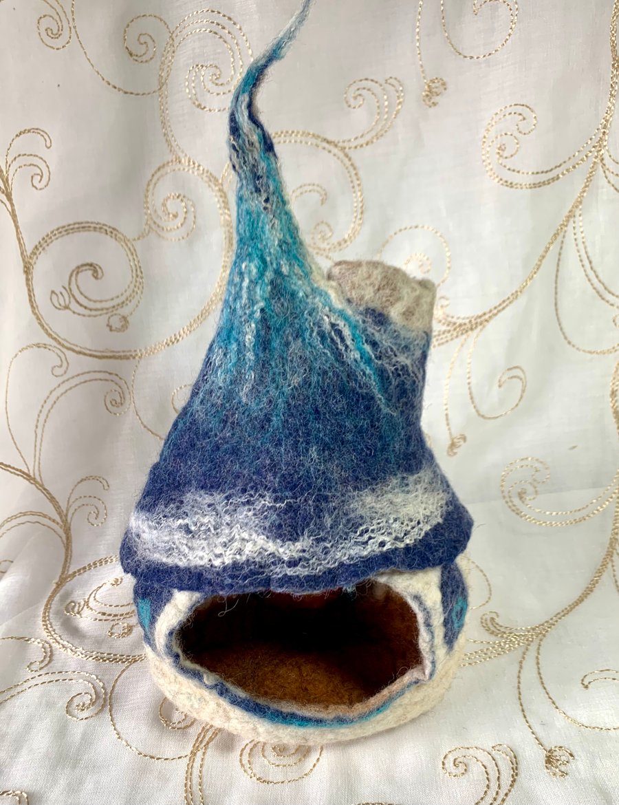 Perfectly imperfect hamster house or doll house wet felted pure wool