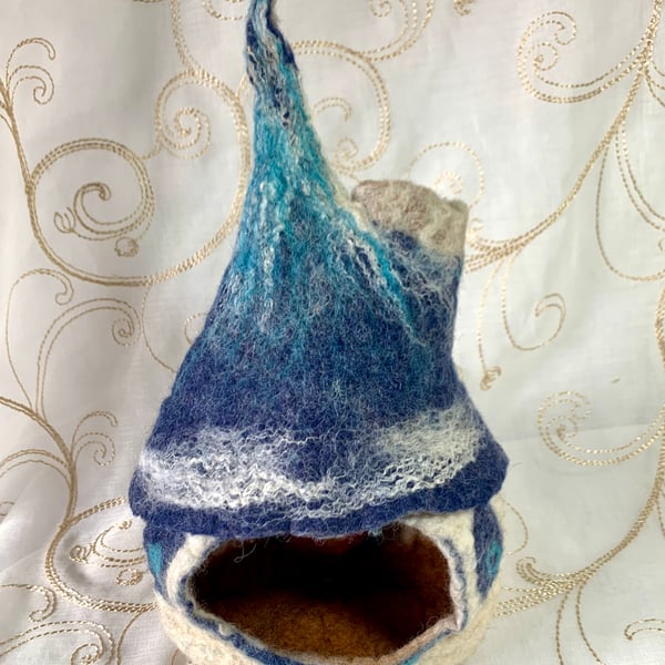 Perfectly imperfect hamster house or doll house wet felted pure wool