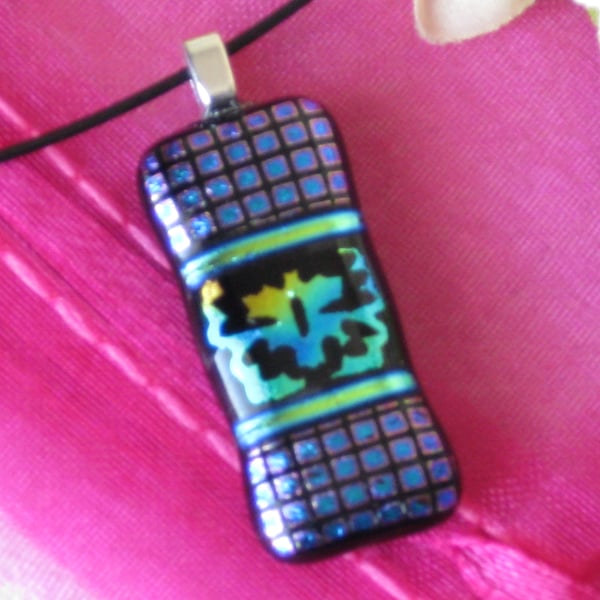 Unique Fused Dichroic Glass Pendant Necklace