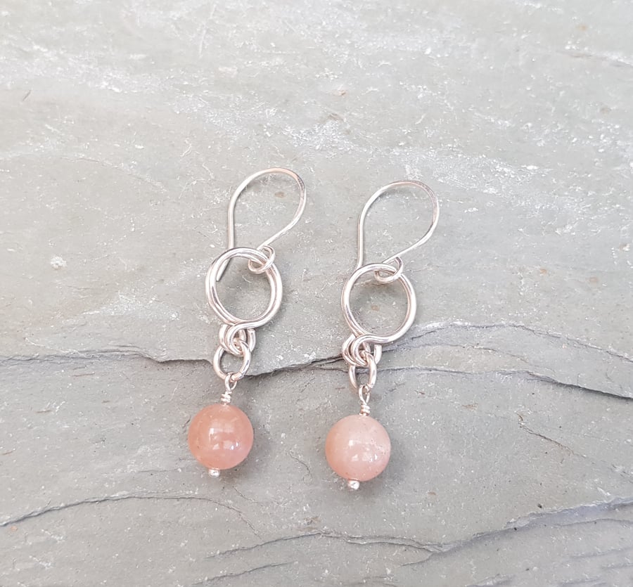 Sunstone and Sterling Silver Earrings