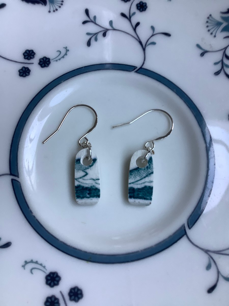Handmade Ceramic Earrings One of a Kind Sterling Silver Eco Friendly Gifts