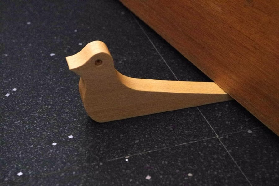 Wooden Door Stop. Bird Shape.