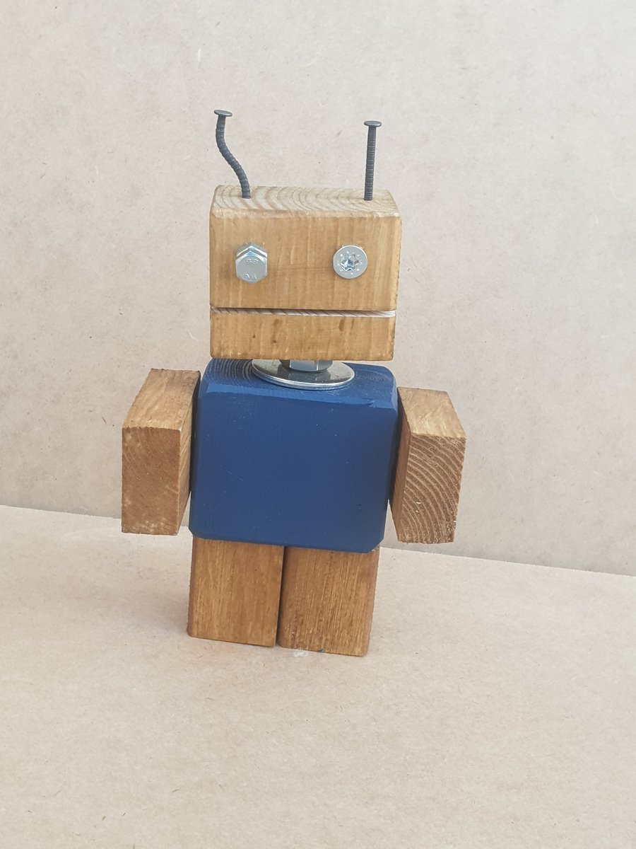 ScrapBots - Fudge. Ornamental Robot made from reclaimed Wood and fixings