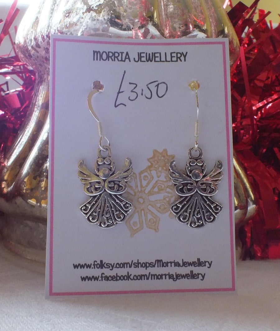 Angel Earrings - Silver Coloured