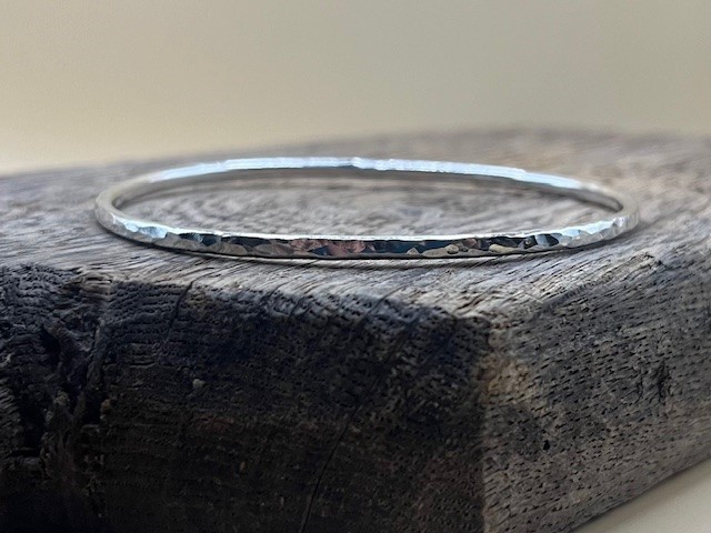 Silver Bangle, Sterling Silver Hammered Bangle, Handmade Jewellery