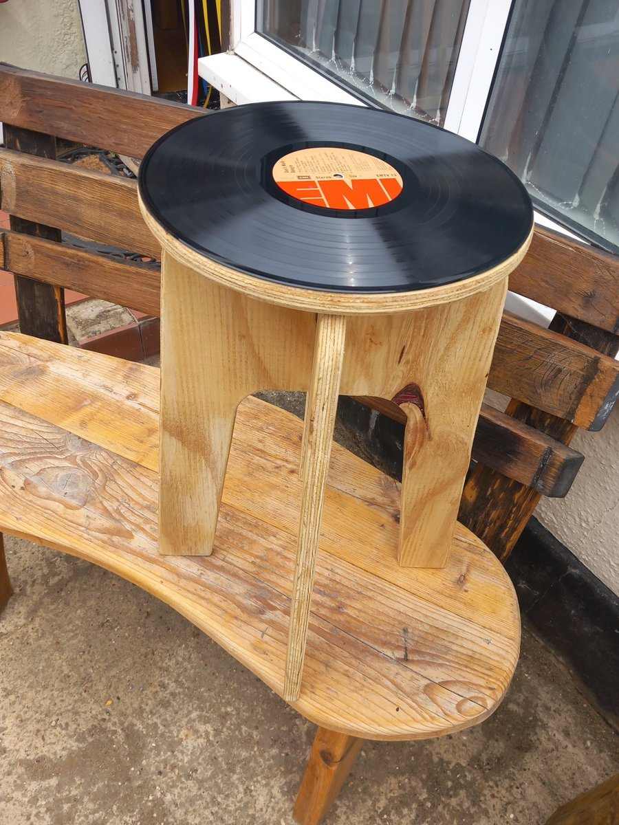 wooden vinyl record side table