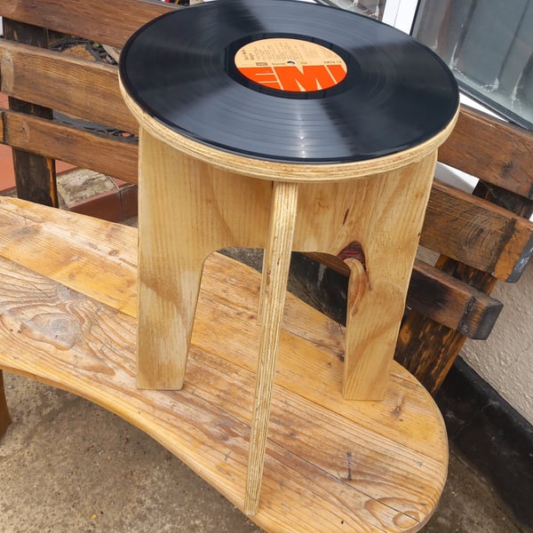 wooden vinyl record side table