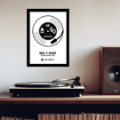 A4 art print featuring 7" vinyl with personalised label and Spotify code