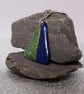 Blue & Green Triangular Pendant Necklace in Fused Glass - 1100 - Image 4