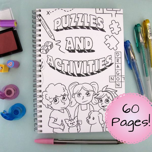 Kids Activity Book, 60 Page Puzzle Book, Ages 5-7