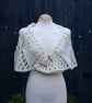 Chunky hand knit lace capelet in ivory 100% wool - design SB168 - Image 3