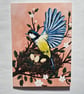 Blue Tit Greeting Card With A Removable Bird Ornament