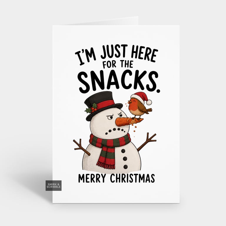 Funny Christmas Card For Him Or Her - Robin & Snowman
