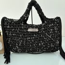 Handmade crochet small tassel tote