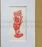 Ad Quod Damnum - Limited Edition Linoprint Devil - Tiny Print in Red - Image 4