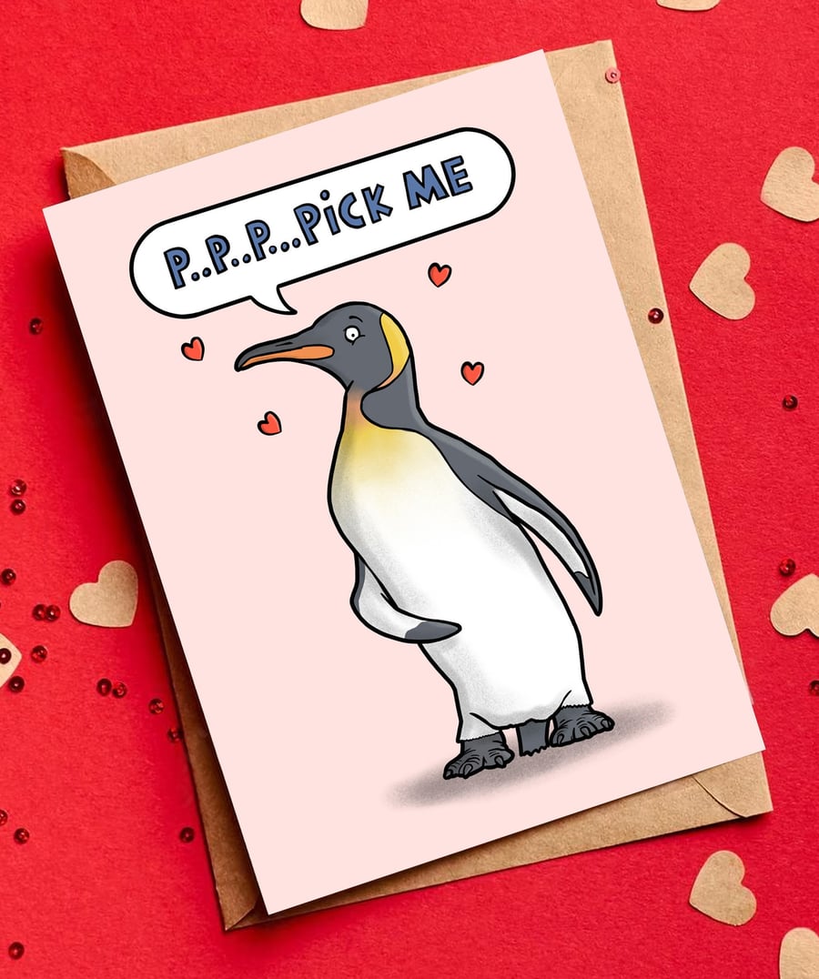 Large Penguin Pun Greetings Card A5 - Engagement Anniversary Valentine's Love Fu