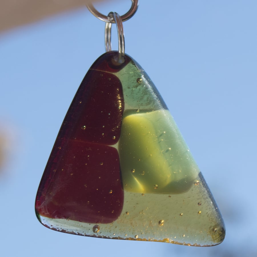 Fused Glass Bag Charm or Key Fob - BC08