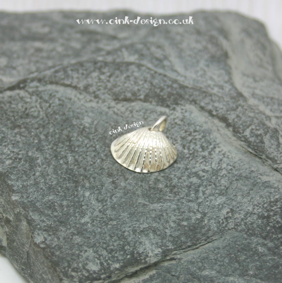 Small Fine Silver Cockle Sea Shell Charm