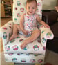 Kids Chair Scandi Birds Aqua Armchair Children's Girls Green Grey Bedroom Seat - Image 3