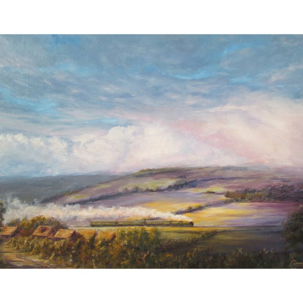 Steam Railway Greetings Card- Southern Railway Steam Locomotive- 7x5 Blank Card