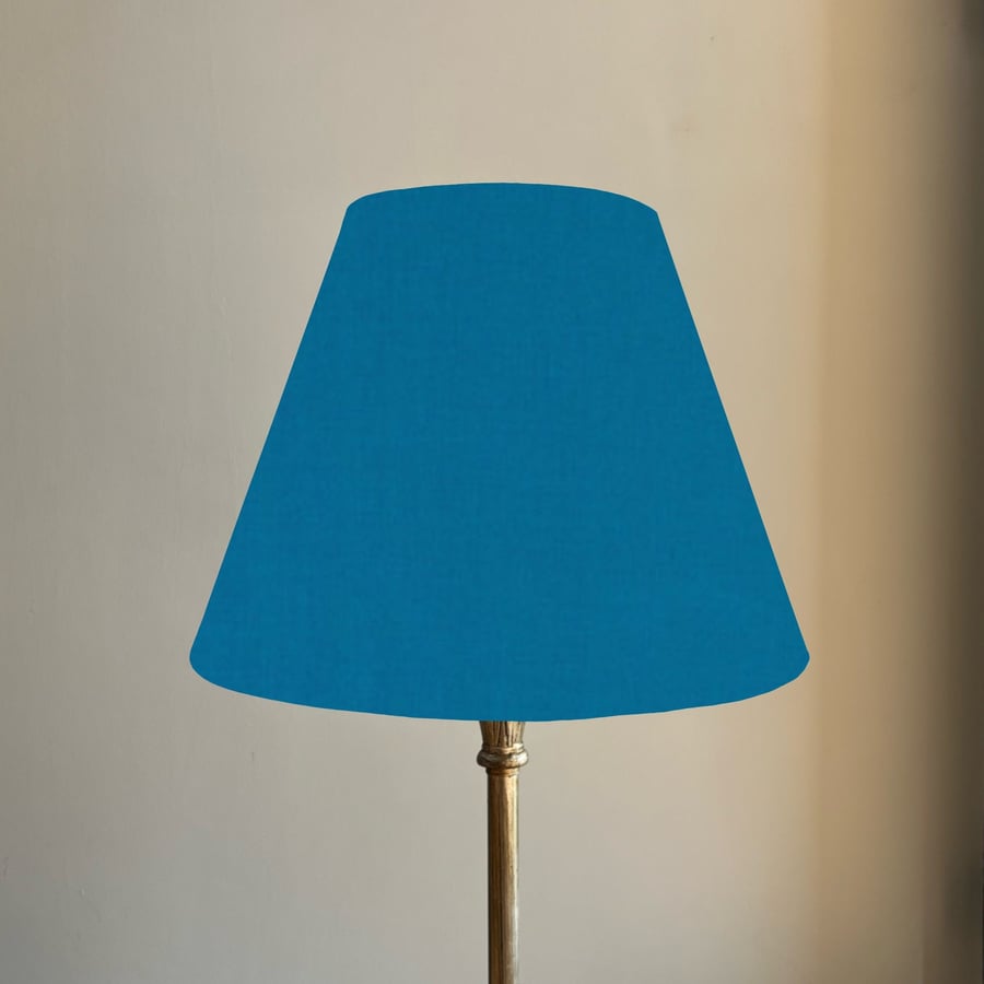 Teal blue cotton coolie lampshade, empire lampshade, teal blue cotton empire cei