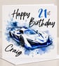 Personalised Birthday Card for Him - Racing Car Birthday Card - Sports Car Card - Image 1