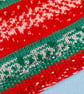 Hand Knitted Christmas Baby Blanket - Red Green Fair Isle Pram Blanket - Image 4