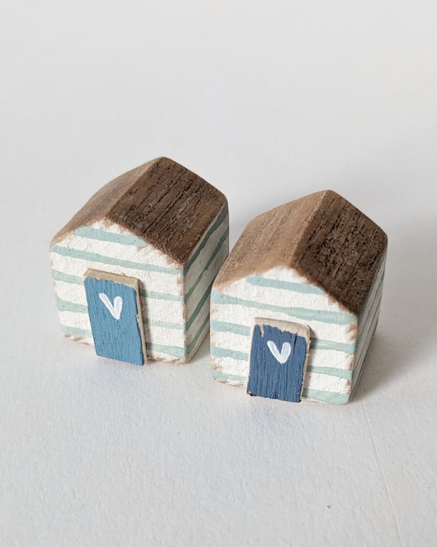 Teeny Hand Painted Wooden Beach Hut