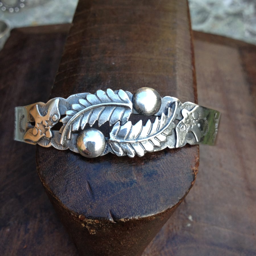 Leaves and birds cuff 