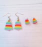Rainbow Christmas tree earrings, choose your style - Image 1