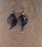 Black Iridescent Twist Bead and Silver Faceted Bead Silver Plated Earrings - Image 5