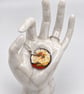 Red Round Fused Glass Reactions Pendant with Real Silver Leaf Inclusion - Image 5