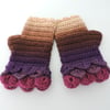Fingerless Mittens  Blackcurrant, Coffee, Brown and Ruby Dragon Scale Cuffs