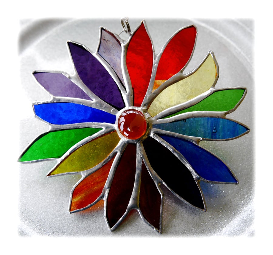 Rainbow Flower Stained Glass Suncatcher 050