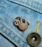 Sloth Pin, Handmade Tiny Wooden Painted Brooch - Image 2