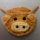 Handmade Highland Cow Magnets – Cute Yarn Animal Fridge Magnets 
